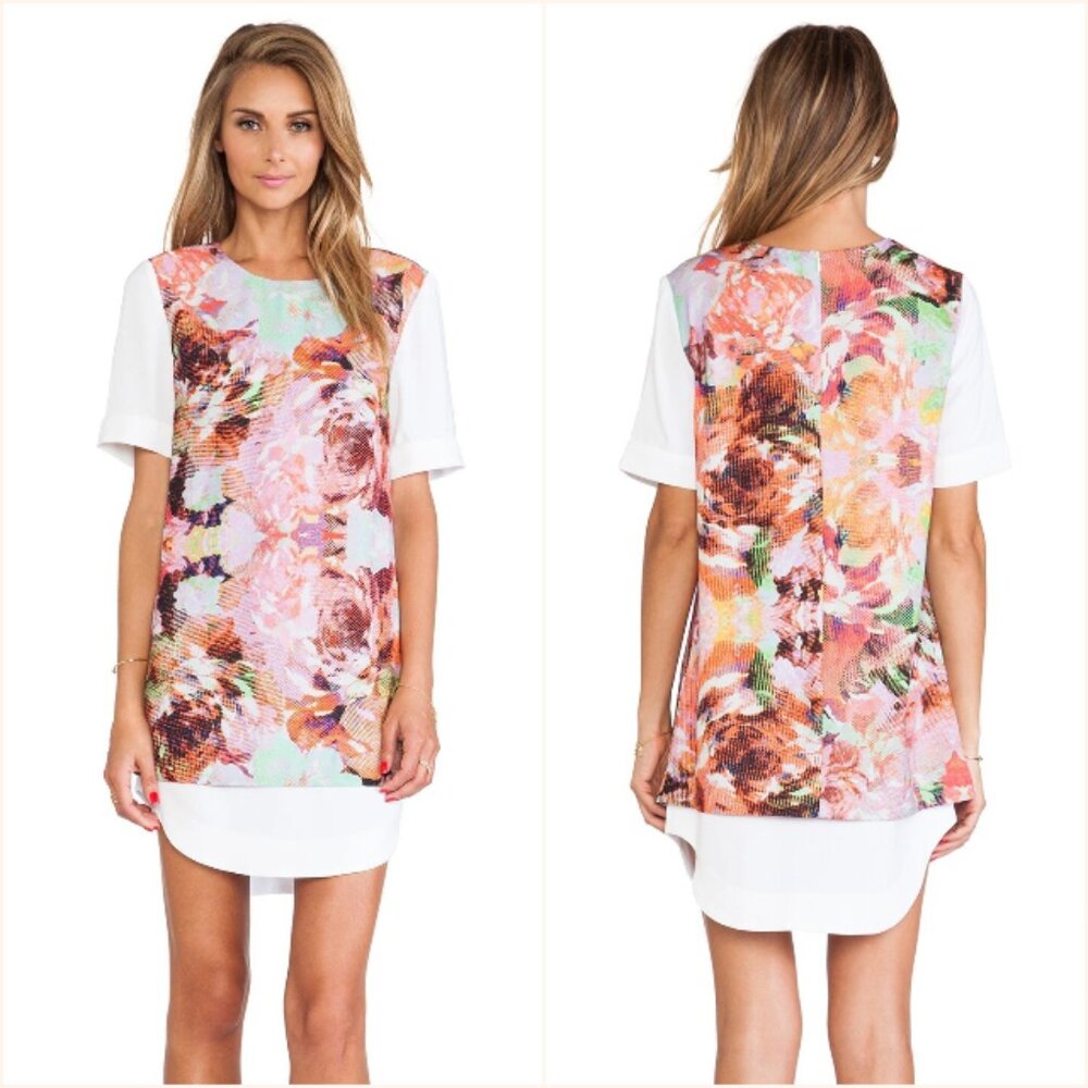 Finders‎ Keepers Back to Basics Floral Print Shift Mini Dress White/Rose XS